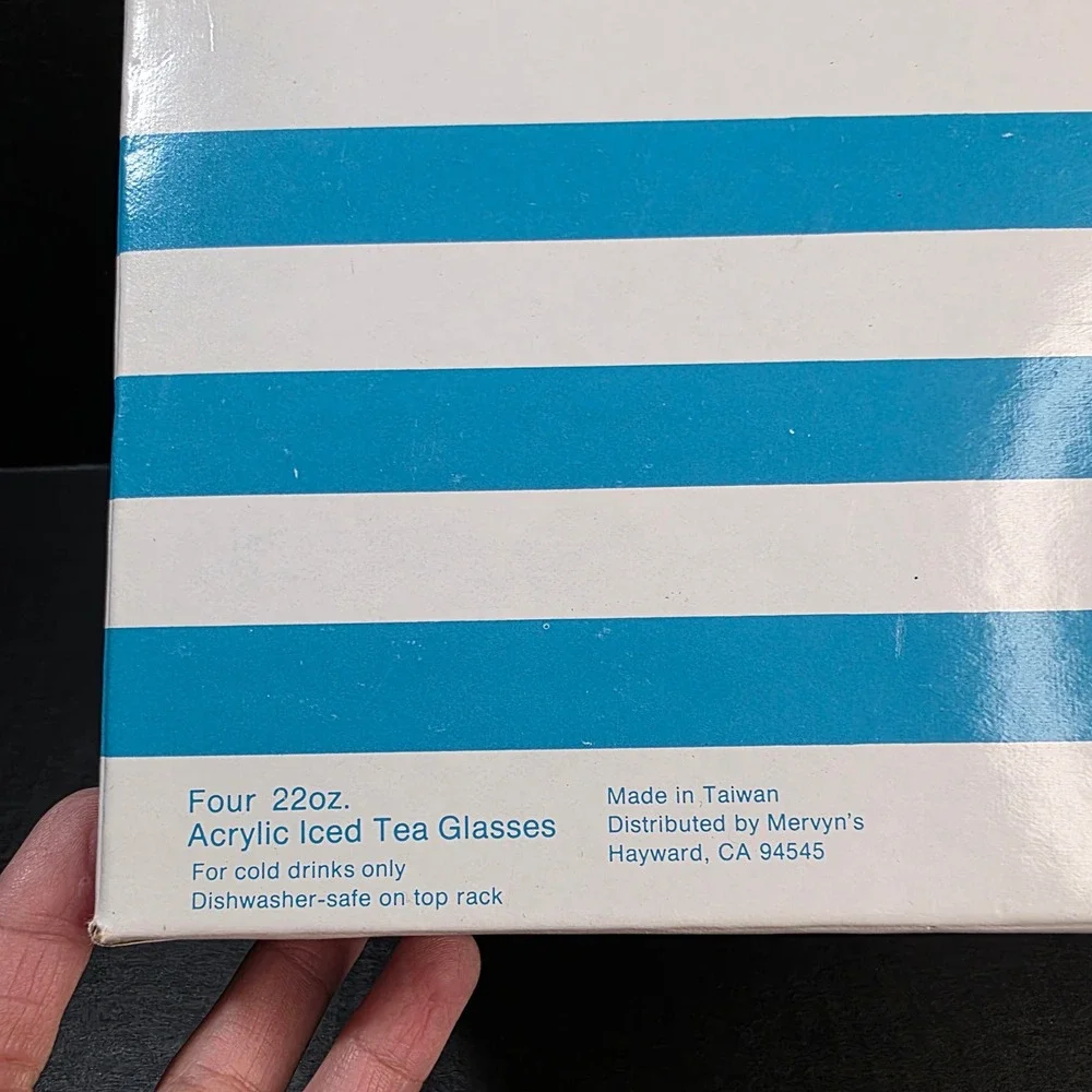 Paradise Beach Club Iced Tea Glasses Set 4 NOS - 22oz Tulip Acrylic‎ Retro